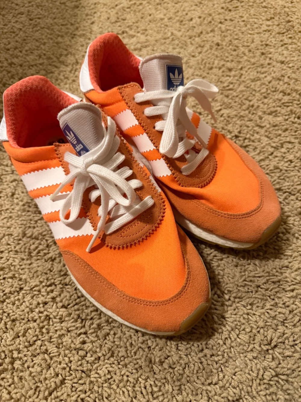 adidas Orange and White Low-Top Retro Sneakers